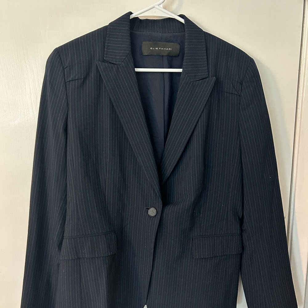 Elie Tahari Blue Pinstripe Blazer